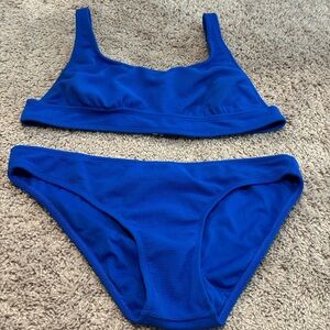 Xhilaration Blue Ribbed Two-Piece Bikini Set